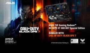 La potencia de TUF se une al estilo Black Ops en la nueva TUF Gaming Radeon™ RX 9070 XT Call of Duty: Black Ops 7 Special Edition